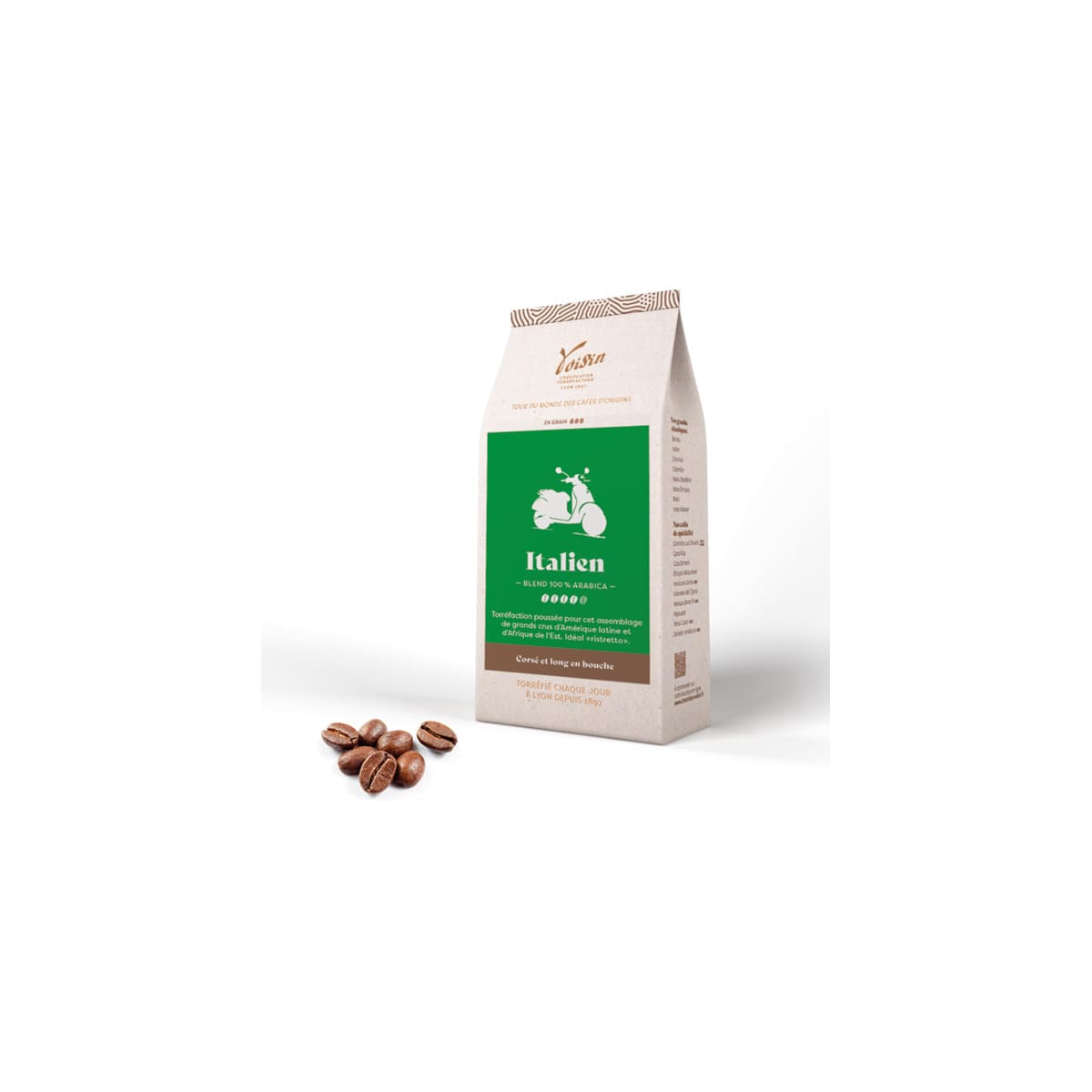 ITALIEN - GRAINS - 100% arabica - Corsé et long en bouche Intensité 4 sur 5