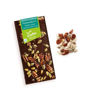 Tablette chocolat Vénézuela 75% Pécan Caramel au beurre salé